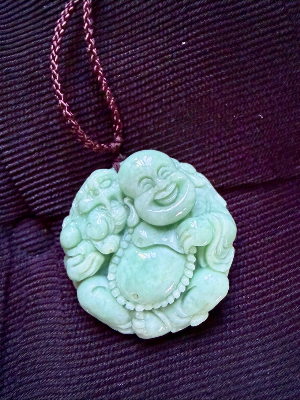 Jadeite Laughing Buddha Pendant